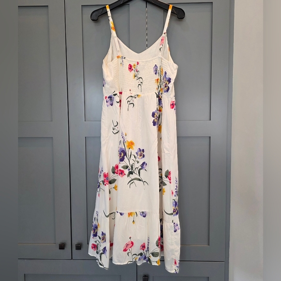 Old Navy Floral White Midi Dress Large Strappy Sundress Feminine Cottagecore - Picture 6 of 11